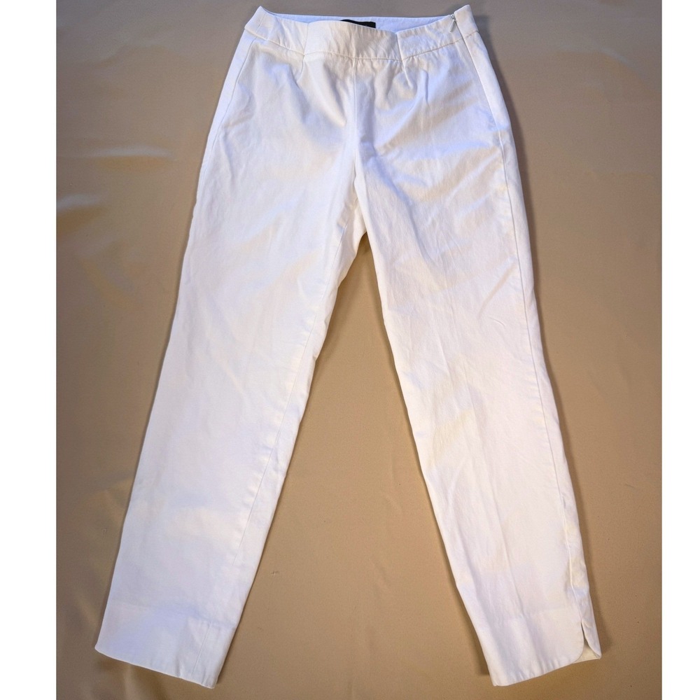Talbots Chatham Ankle Pants White Side Zip Slit Hem Trousers Womens 2P‎ Altered